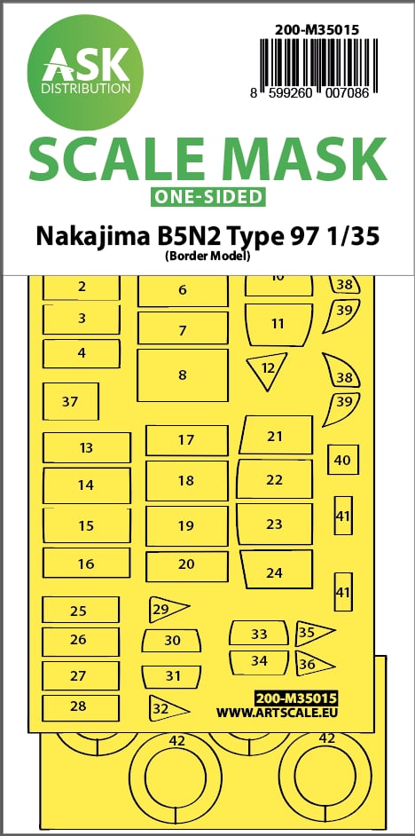 Art Scale 200-M35015 1:35 Nakajima B5N2 Type 97 canopy frame paint mask