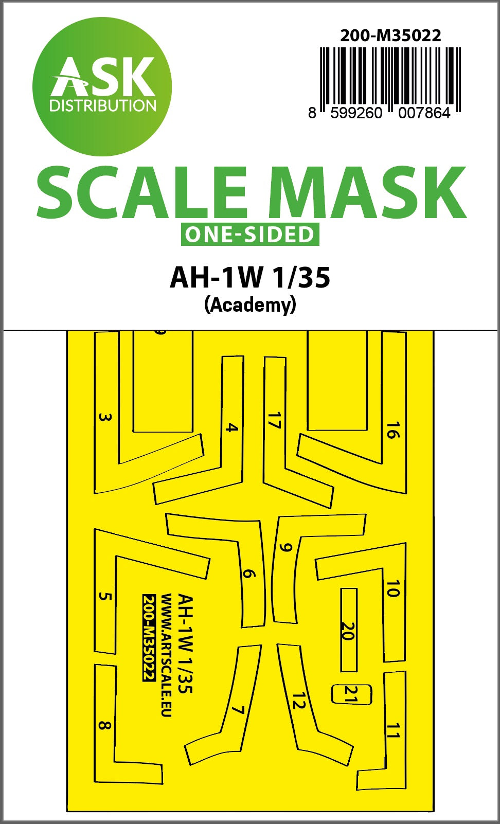 Art Scale 200-M35022 1:35 Bell AH-1W canopy frame paint mask