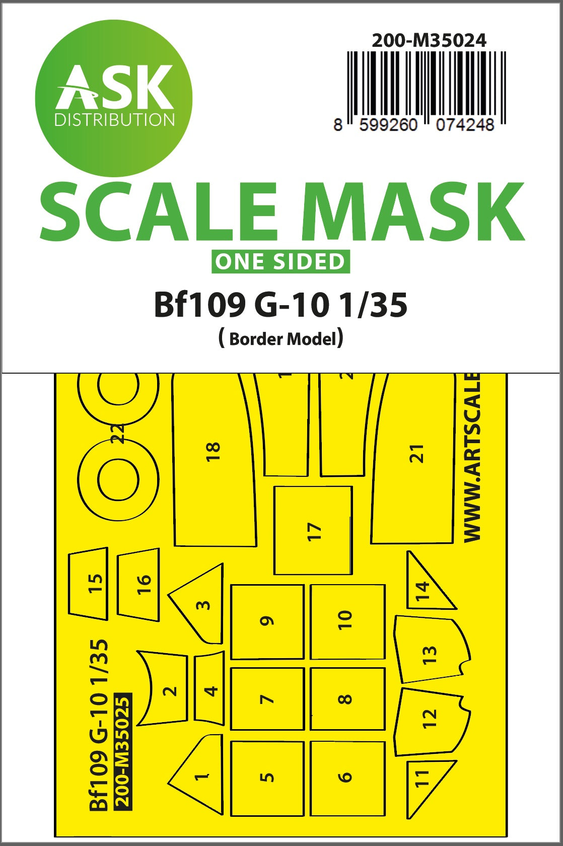 Art Scale 200-M35024 1:35 Messerschmitt Bf-109G-10 one-sided painting mask