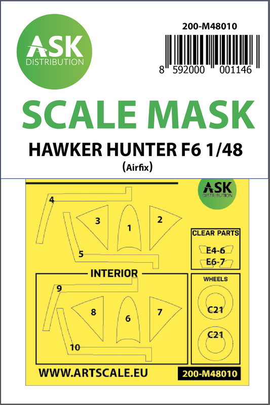 Art Scale 200-M48010 1:48 Hawker Hunter F.6 Kabuki Wheel & Canopy Masks