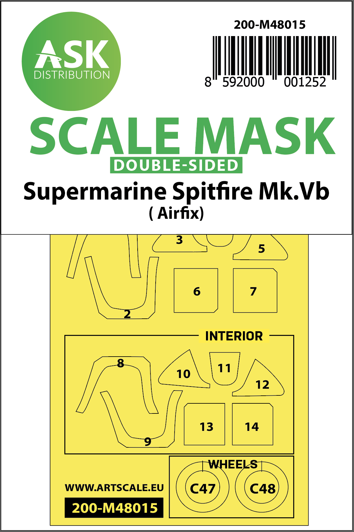 Art Scale 200-M48015 1:48 Spitfire Mk.Vb Wheel & Canopy Masks
