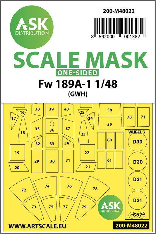 Art Scale 200-M48022 1:48 Fw-189A-1/A-2 Kabuki Wheel & Canopy Masks