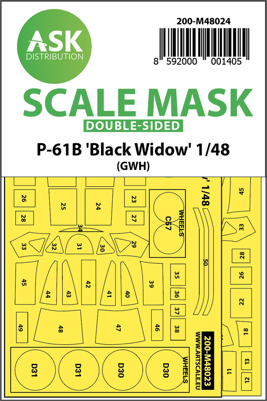 Art Scale 200-M48024 1:48 Northrop P-61B Black Widow Kabuki Wheel & Canopy Masks