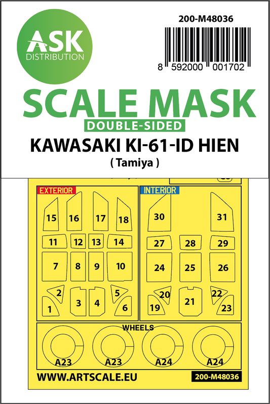 Art Scale 200-M48036 1:48 Kawasaki Ki-61-ID Hien wheels & canopy masks