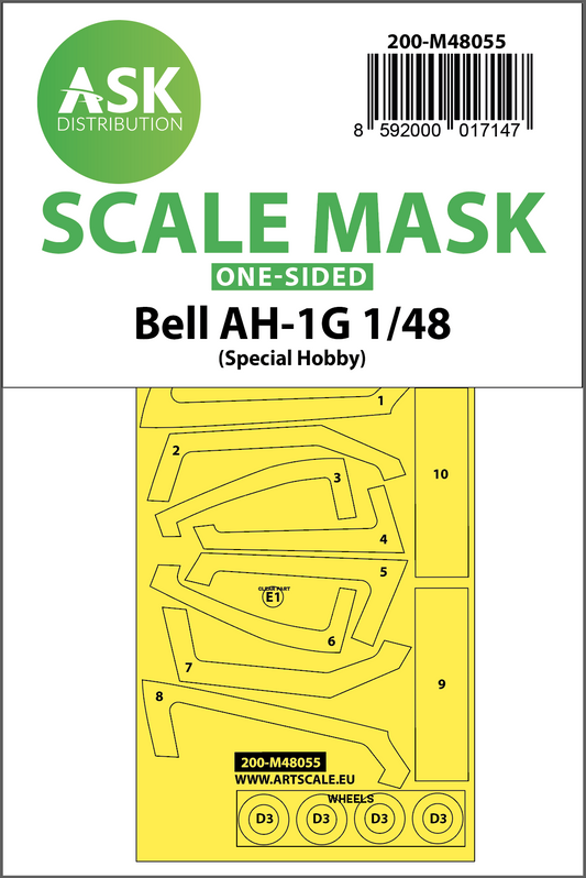 Art Scale 200-M48055 1:48 Bell AH-1G Huey canopy frame paint mask