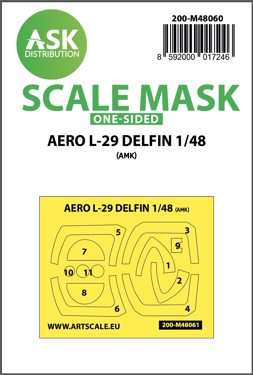 Art Scale 200-M48060 1:48 Aero L-29 DELFIN canopy frame paint mask