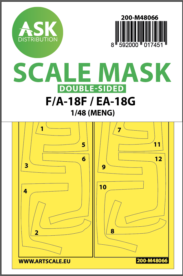 Art Scale 200-M48066 1:48 F/A-18F Super Hornet/Growler Canopy Paint Masks