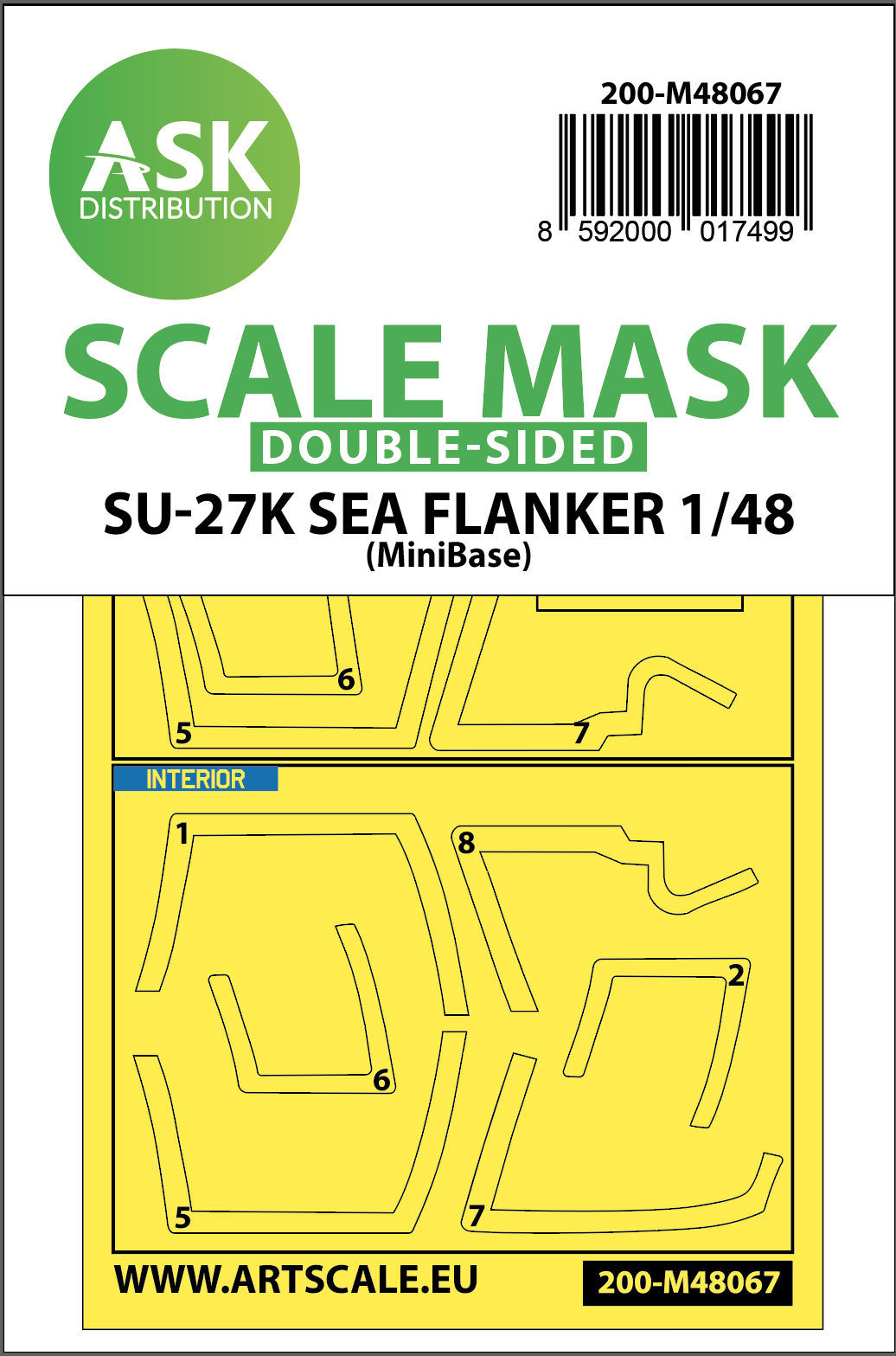 Art Scale 200-M48067 1:48 Sukhoi Su-27K Sea Flanker canopy frame paint masks