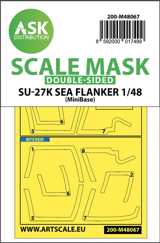 Art Scale 200-M48067 1:48 Sukhoi Su-27K Sea Flanker canopy frame paint masks