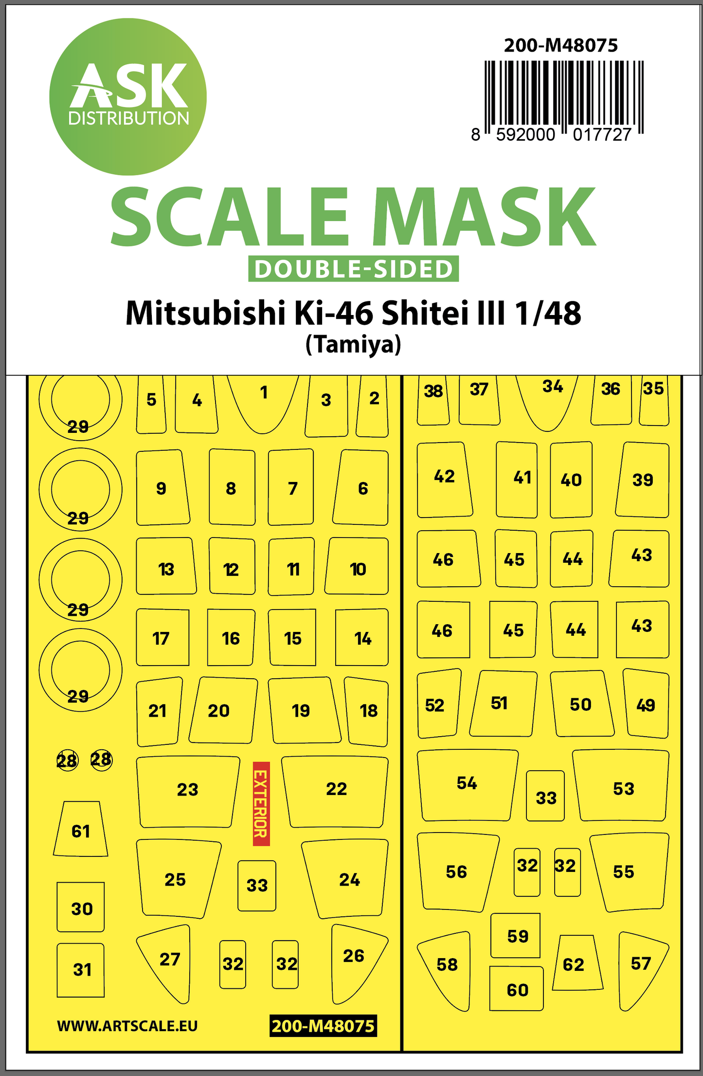 Art Scale 200-M48075 1:48 Mitsubishi Ki-46 Shitei III Wheel & Canopy Masks