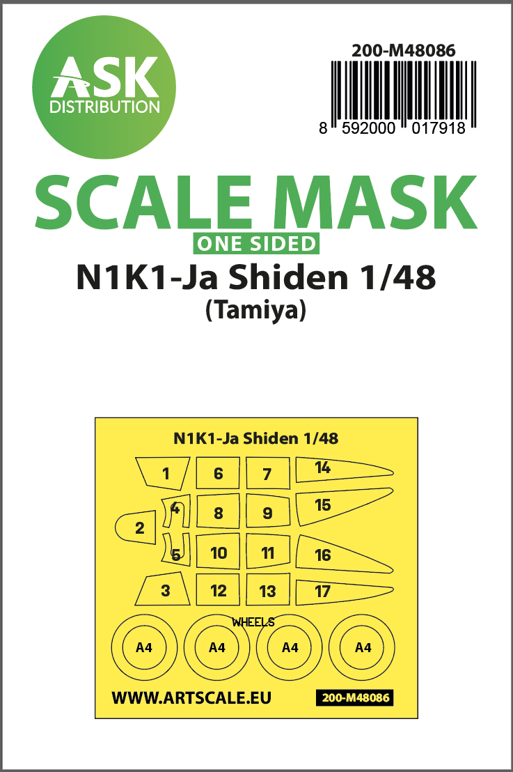 Art Scale 200-M48086 1:48 Kawanishi N1K1-Ja Shiden canopy frame paint mask
