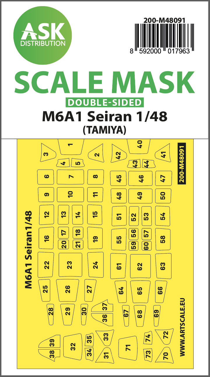 Art Scale 200-M48091 1:48 Aichi M6A1 Seiran canopy frame paint masks