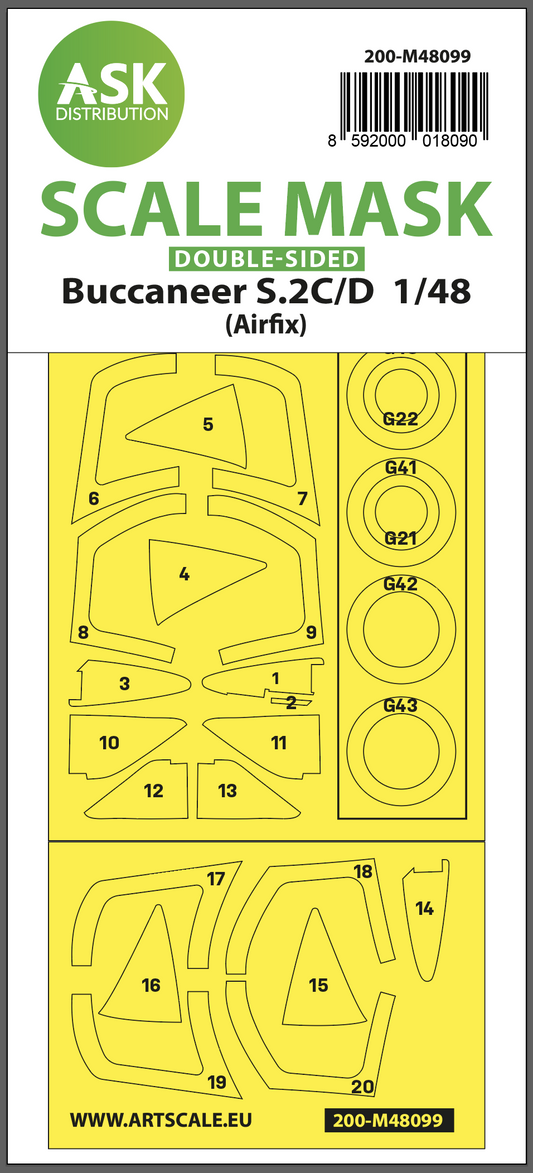 Art Scale 200-M48099 1:48 Blackburn Buccaneer S.2B/C Wheel & Canopy Masks