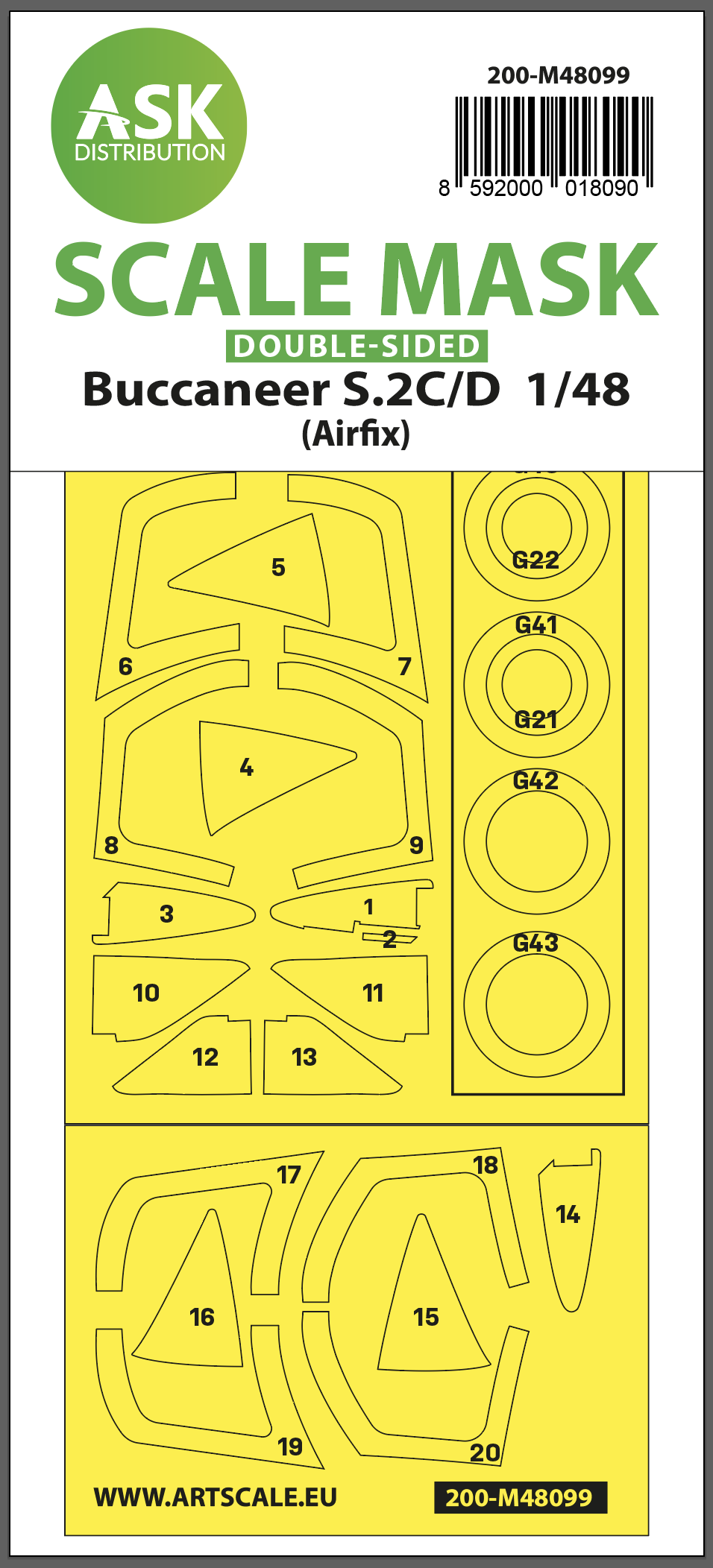 Art Scale 200-M48099 1:48 Blackburn Buccaneer S.2B/C Wheel & Canopy Masks