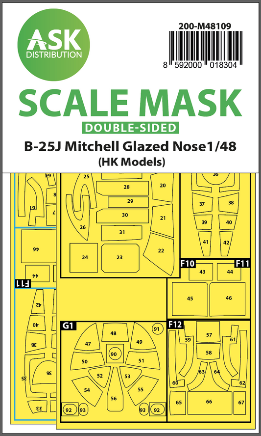 Art Scale 200-M48109 1:48 North-American B-25J Mitchell canopy frame paint masks