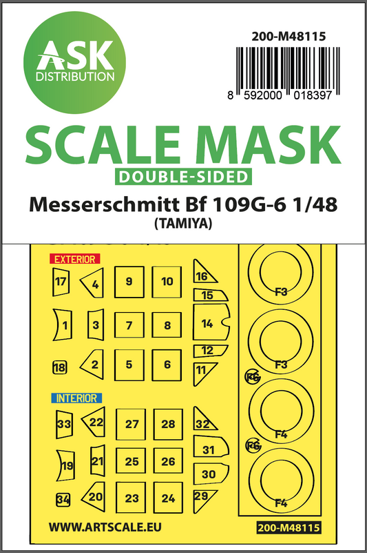 Art Scale 200-M48115 1:48 Messerschmitt Bf-109G-6 wheels & canopy masks