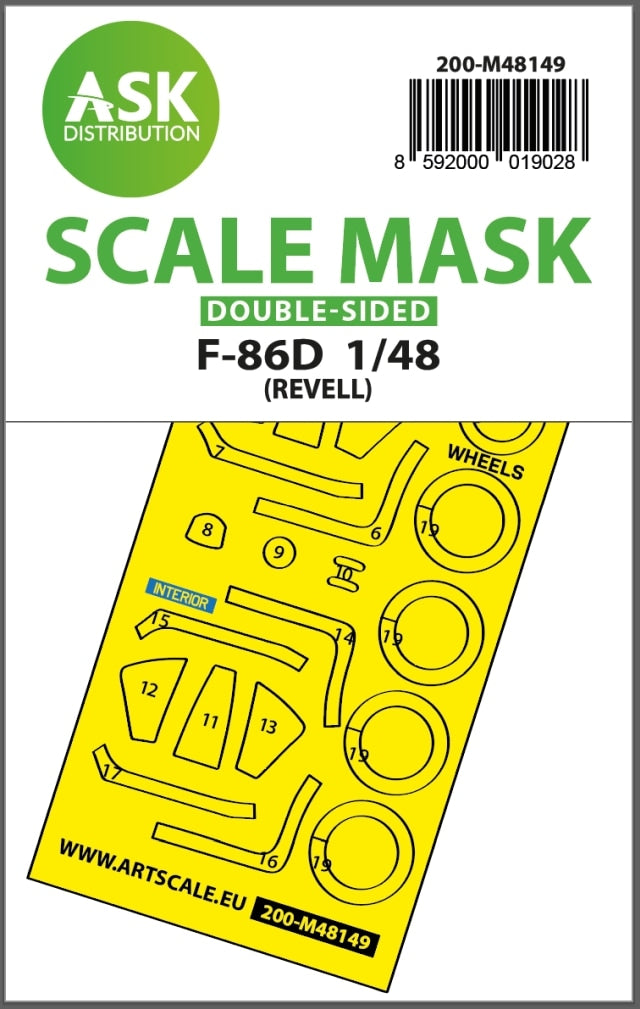 Art Scale 200-M48149 1:48 F-86D Sabre Wheel & Canopy Paint Mask