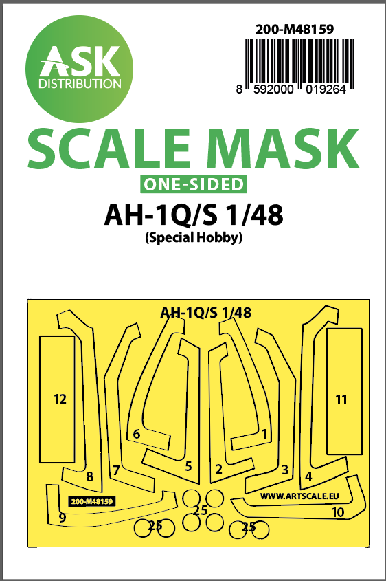 Art Scale 200-M48159 1:48 Bell AH-1Q/S transport wheels & canopy mask