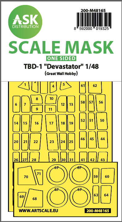 Art Scale 200-M48165 1:48 Douglas TBD-1 Devastator wheels & canopy mask