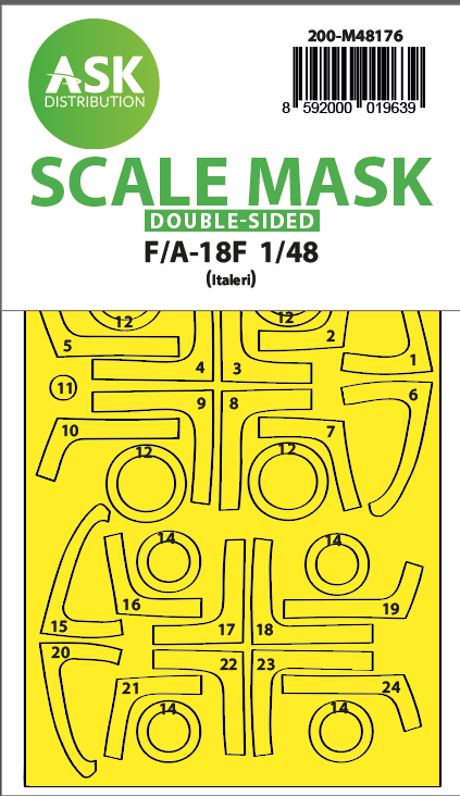 Art Scale 200-M48176 1:48 Boeing F/A-18F Hornet wheels & canopy frame paint mask