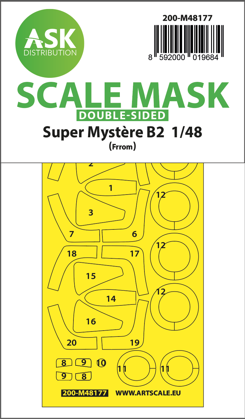 Art Scale 200-M48177 1:48 Dassault Super Mystere B2 Wheel & Canopy Paint Mask