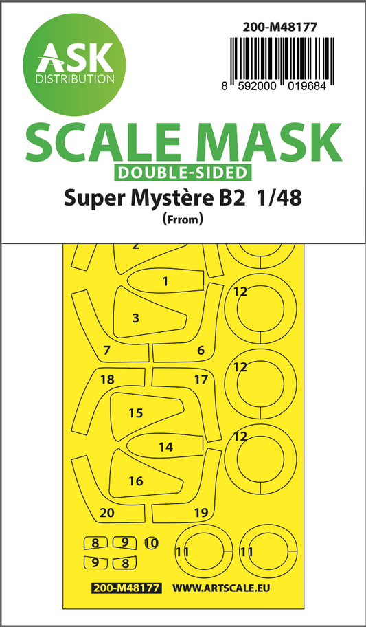 Art Scale 200-M48177 1:48 Dassault Super Mystere B2 Wheel & Canopy Paint Mask