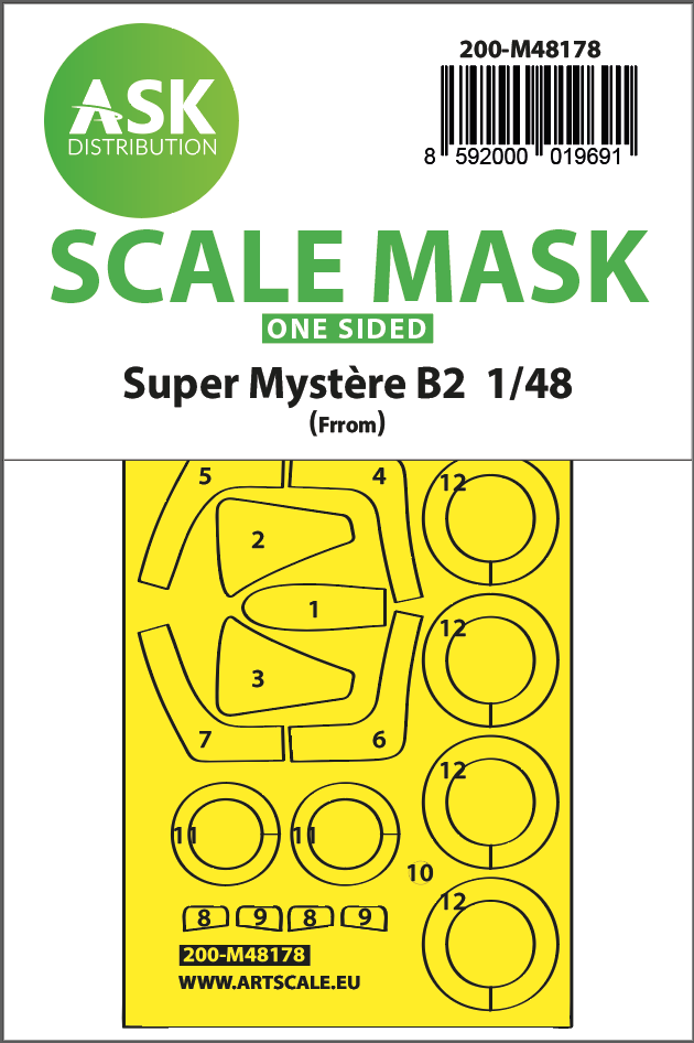 Art Scale 200-M48178 1:48 Dassault Super Mystere B2 Wheel & Canopy Paint Mask