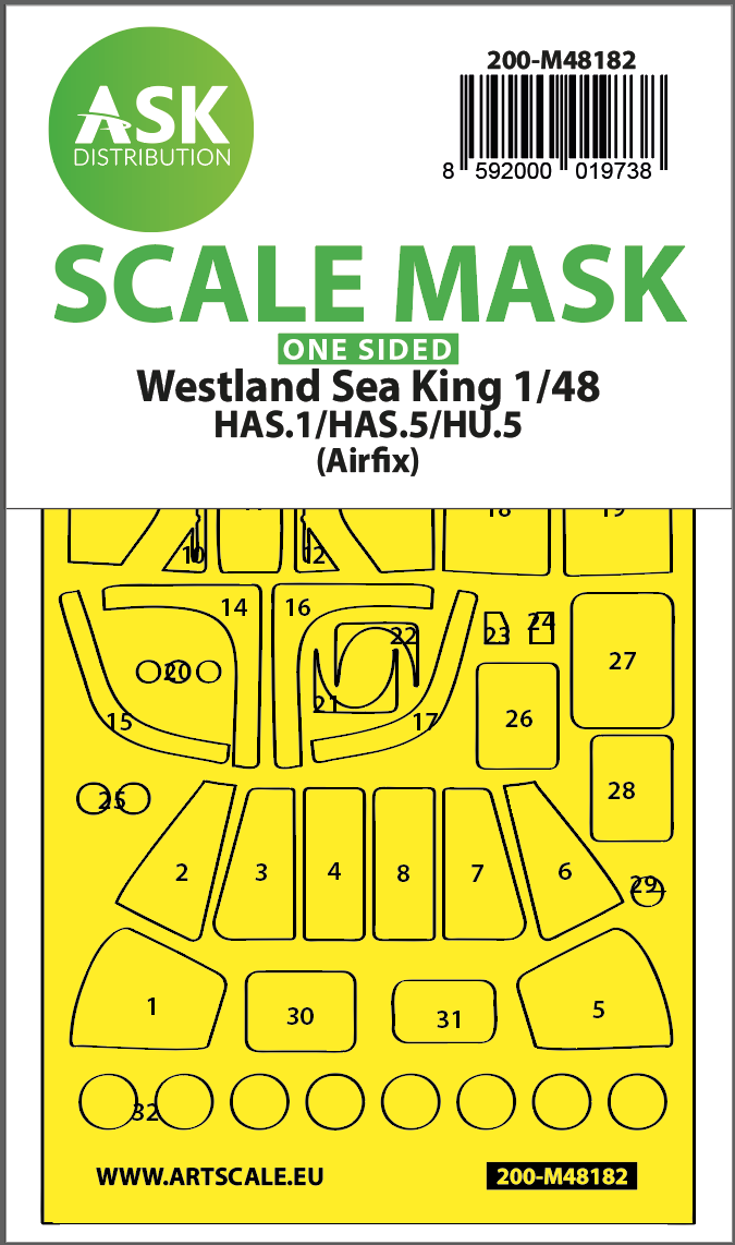 Art Scale 200-M48182 1:48 Sea King HAS.1/5/HU.5 Wheel & Canopy Mask