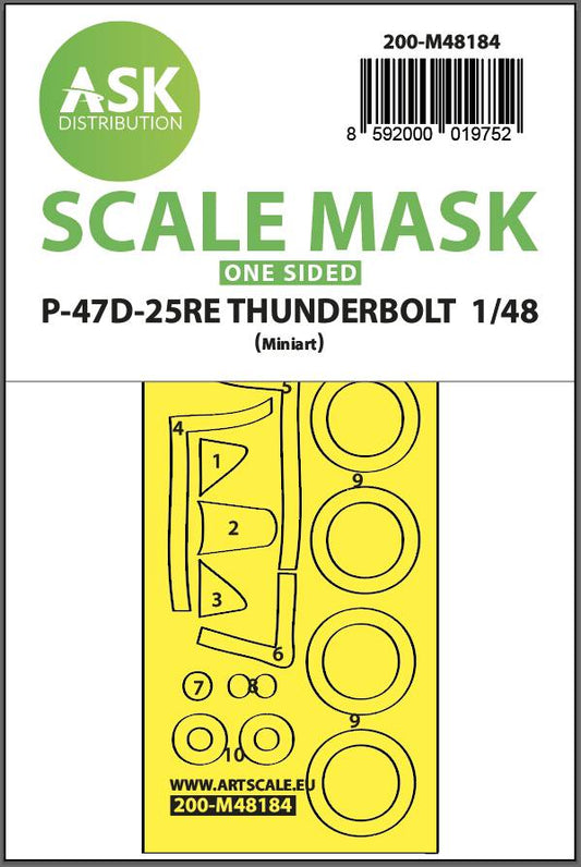 Art Scale 200-M48184 1:48 P-47D-25RE Thunderbolt Wheel & Canopy Paint Mask