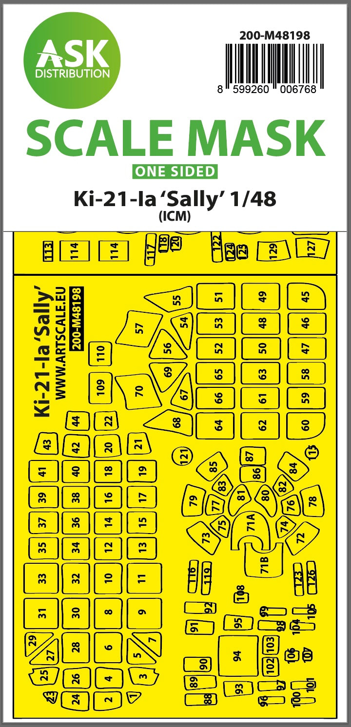 Art Scale 200-M48198 1:48 Mitsubishi Ki-21-Ia 'Sally' canopy frame paint mask
