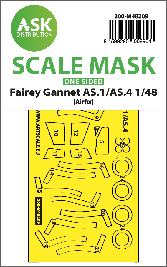 Art Scale 200-M48209 1:48 Fairey Gannet AS.1/AS.4 wheels & canopy mask