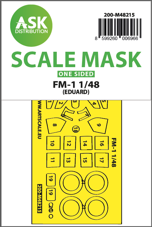 Art Scale 200-M48215 1:48 FM-1 Wildcat Wheel & Canopy Paint Mask