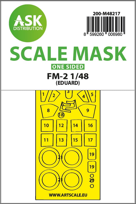 Art Scale 200-M48217 1:48 Grumman FM-2 Wildcat wheels & canopy frame paint mask