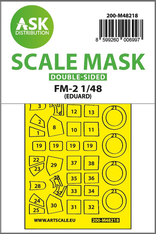Art Scale 200-M48218 1:48 Grumman FM-2 Wildcat wheels & canopy frame paint mask