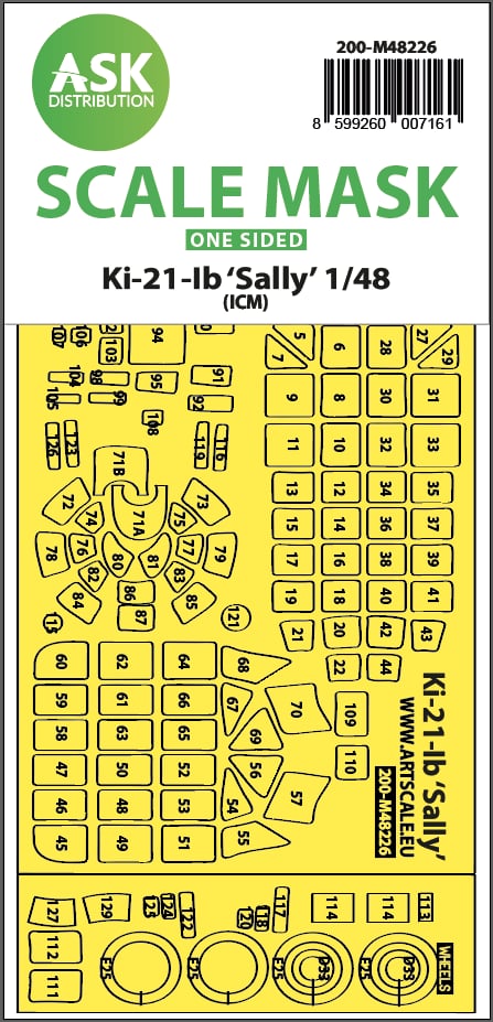 Art Scale 200-M48226 1:48 Mitsubishi Ki-21-Ib Sally Wheel & Canopy Mask