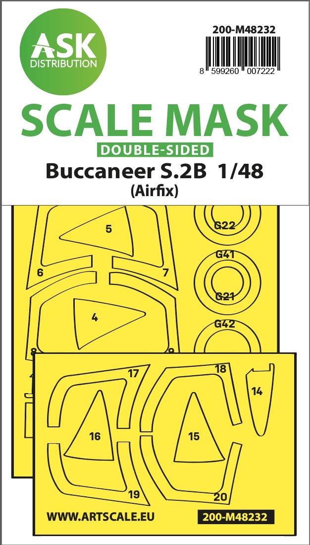 Art Scale 200-M48232 1:48 Blackburn Buccaneer S.2B wheels & canopy mask
