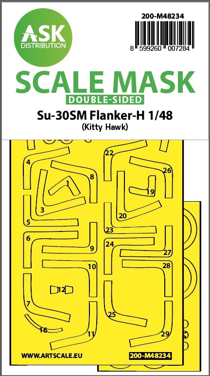 Art Scale 200-M48234 1:48 Sukhoi Su-30SM Flanker H wheels & canopy mask