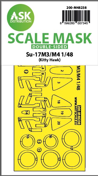 Art Scale 200-M48238 1:48 Sukhoi Su-17M3/M4 wheels and canopy frame paint mask