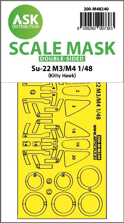 Art Scale 200-M48240 1:48 Sukhoi Su-22M3/M4 wheels and canopy frame paint mask