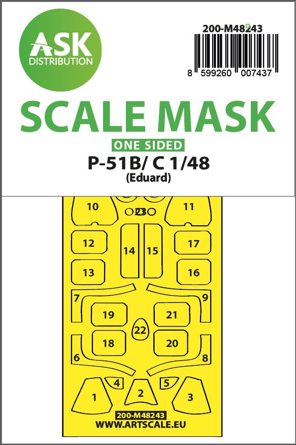 Art Scale 200-M48243 1:48 North-American P-51B/C Mustang canopy frame paint mask