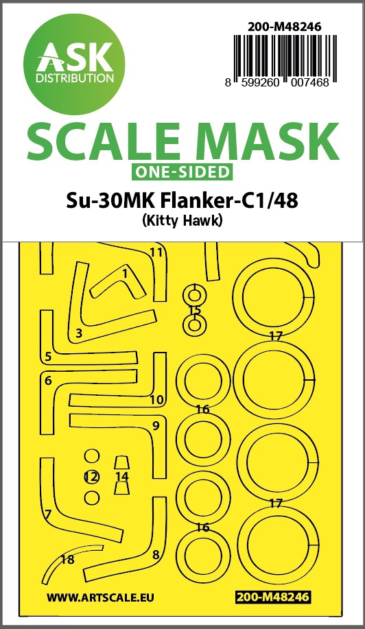 Art Scale 200-M48246 1:48 Sukhoi Su-30MK Flanker-C canopy frame paint mask