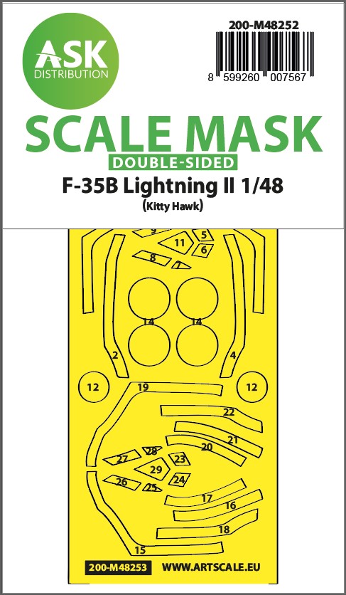 Art Scale 200-M48252 1:48 F-35B Lightning II Wheel & Canopy Paint Mask