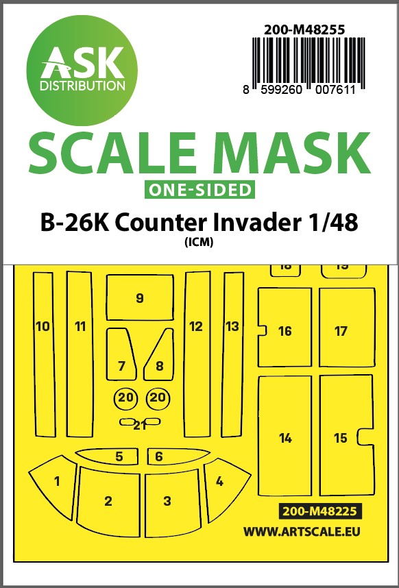 Art Scale 200-M48255 1:48 Douglas B-26K Counter Invader Clear Parts Mask
