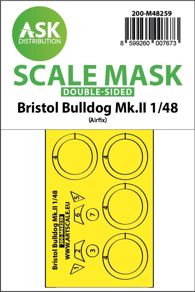 Art Scale 200-M48259 1:48 Bristol Bulldog Mk.II wheels & canopy frame paint mask