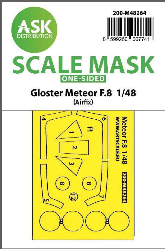 Art Scale 200-M48264 1:48 Gloster Meteor F.8 canopy frame paint mask