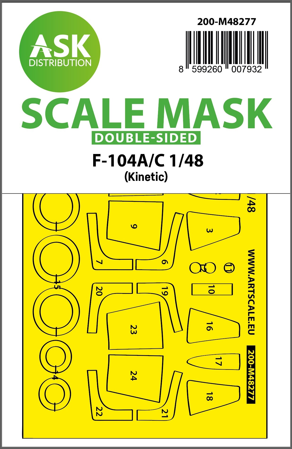 Art Scale 200-M48277 1:48 F-104A/C Starfighter Wheel & Canopy Paint Mask