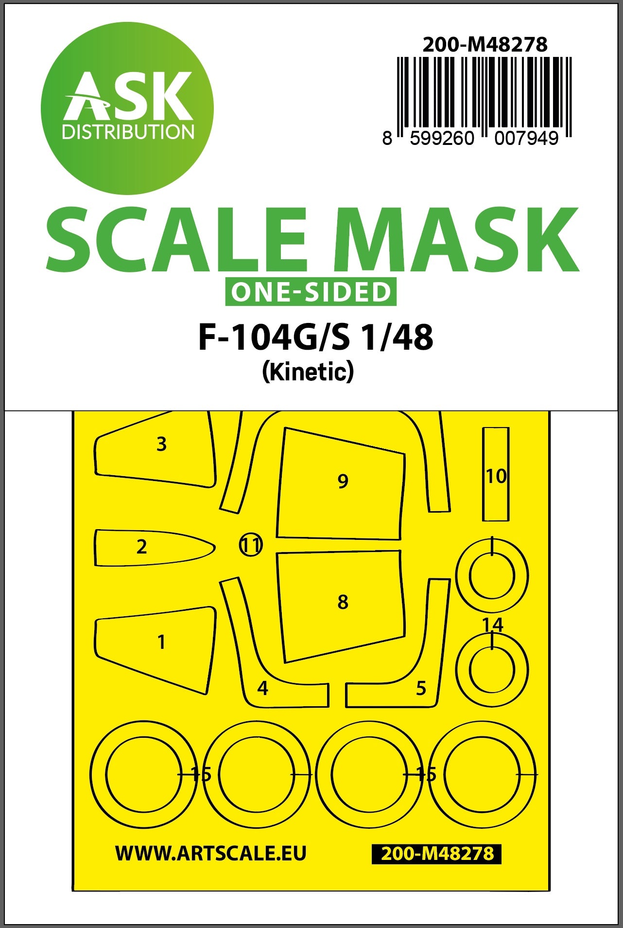 Art Scale 200-M48278 1:48 F-104G/S Starfighter One-Sided Adhesive Masks