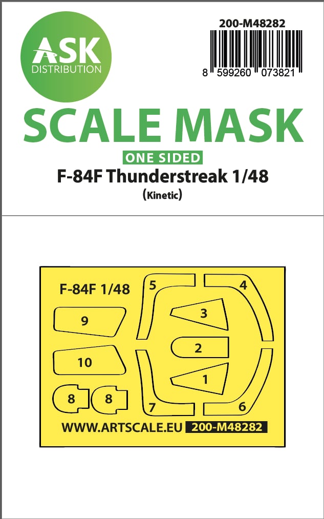Art Scale 200-M48282 1:48 Republic F-84F Thunderstreak canopy frame paint mask