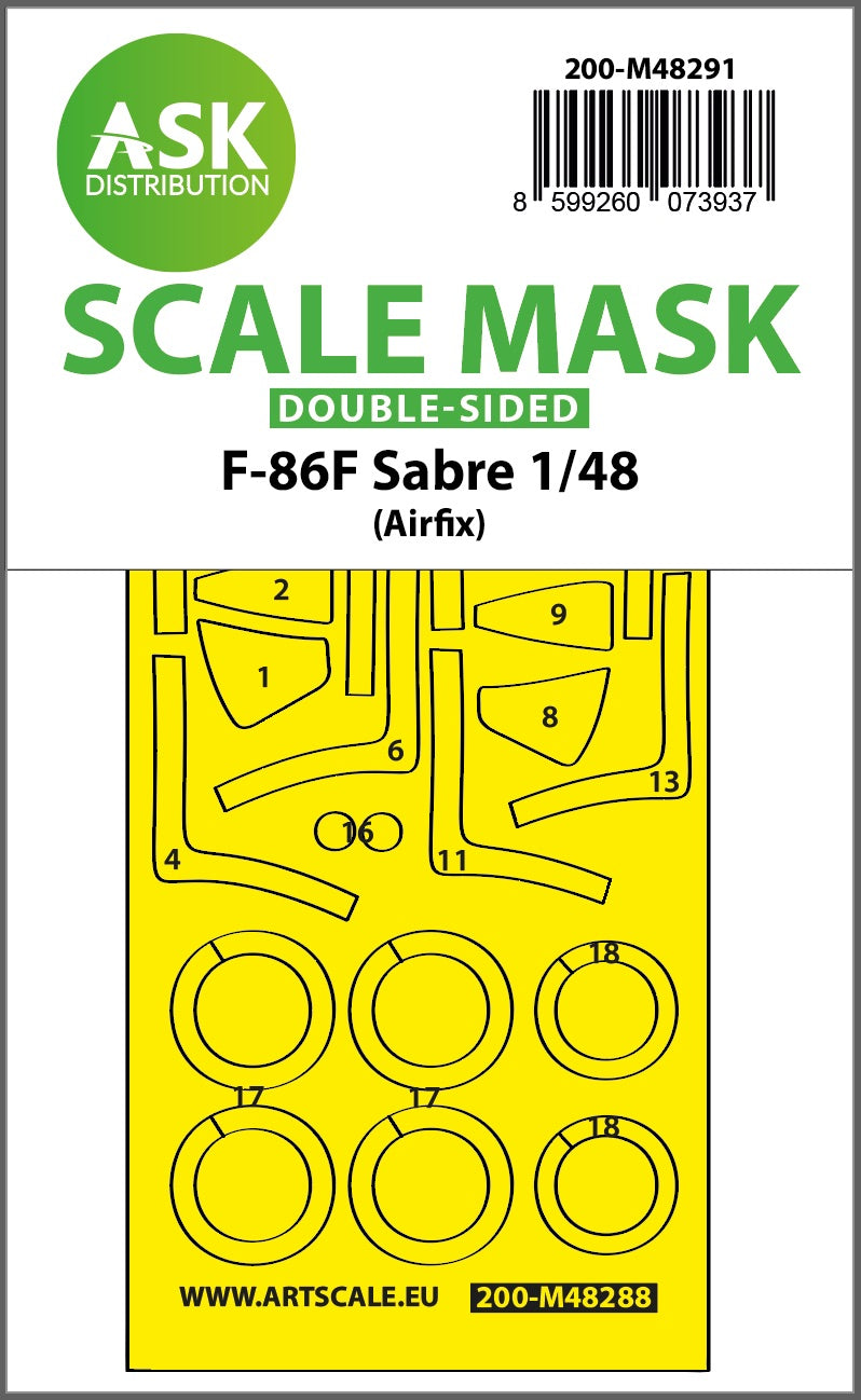 Art Scale 200-M48291 1:48 North-American F-86F Sabre Wheel & Canopy Mask