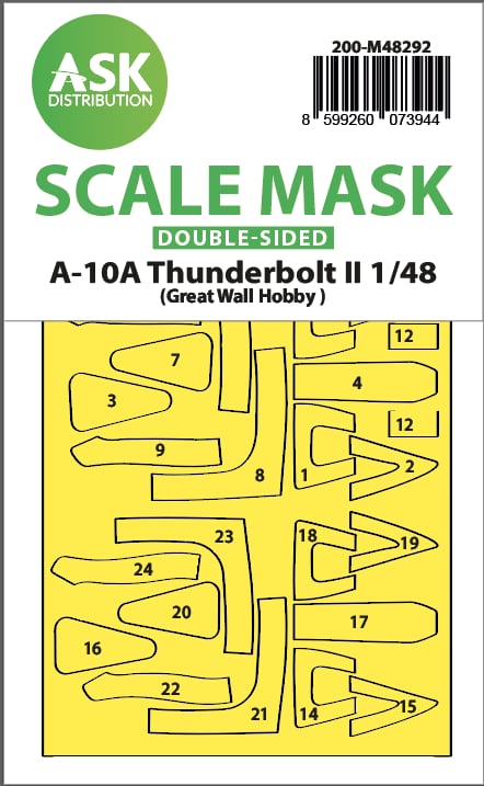 Art Scale 200-M48292 1:48 Fairchild A-10A Thunderbolt II canopy frame paint mask